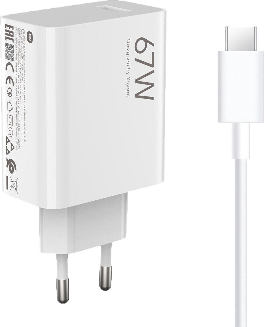 Ładowarka do smartfonów Xiaomi 67W HyperCharge Combo typu A biała