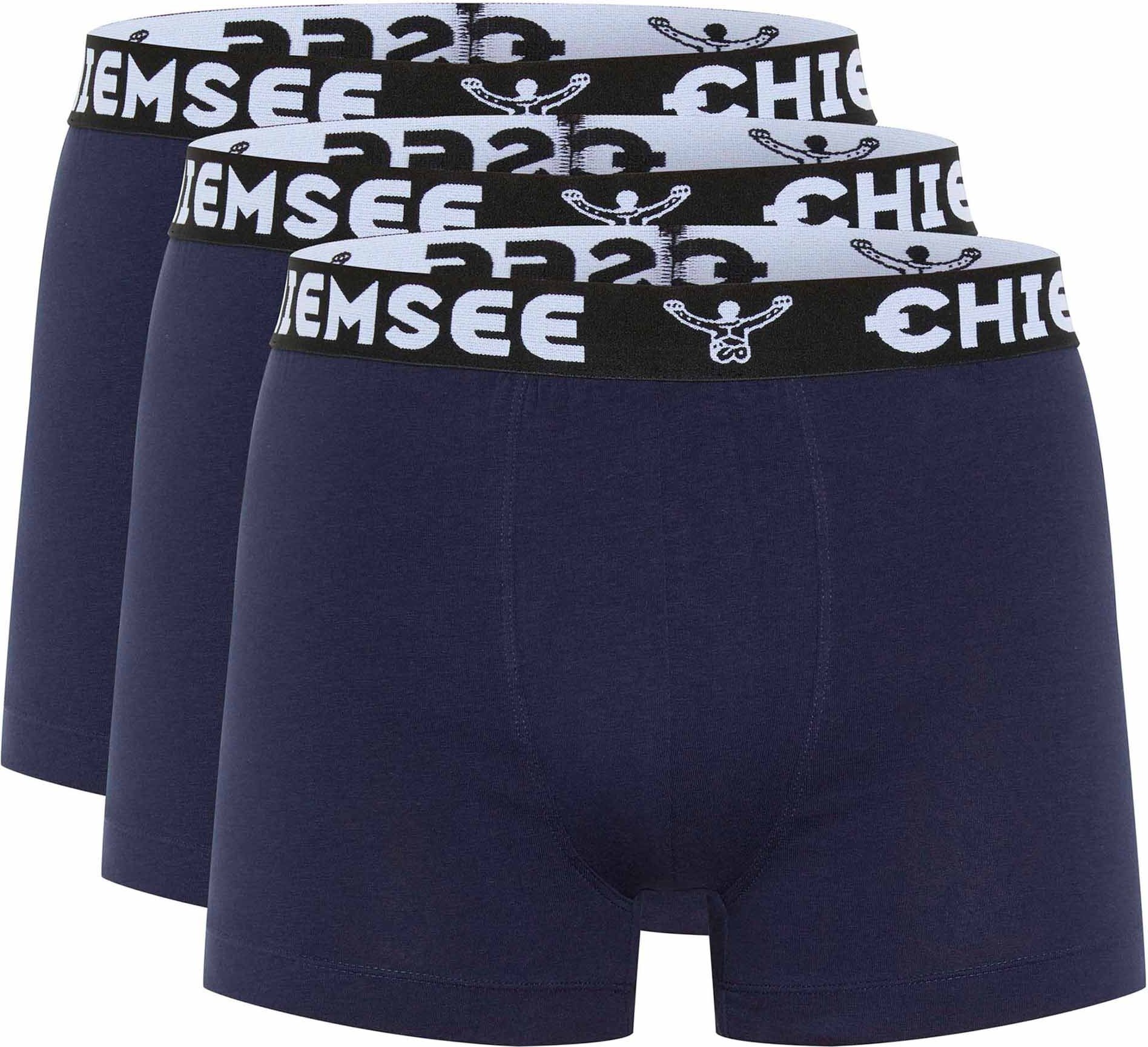 Bokserki męskie CHIEMSEE, 3-pak - szorty, logo w pasie, jednokolorowe, granatowe L