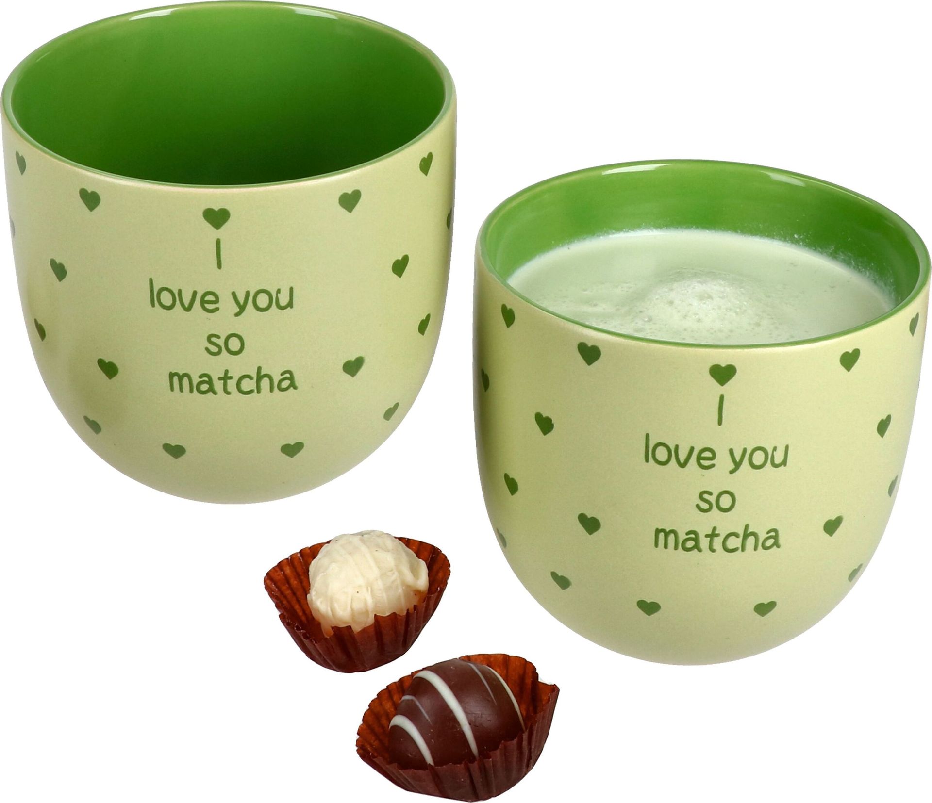 2x I Love Matcha kubki 370ml kamionkowe kubki 2 osoby Matcha napój herbata zielona