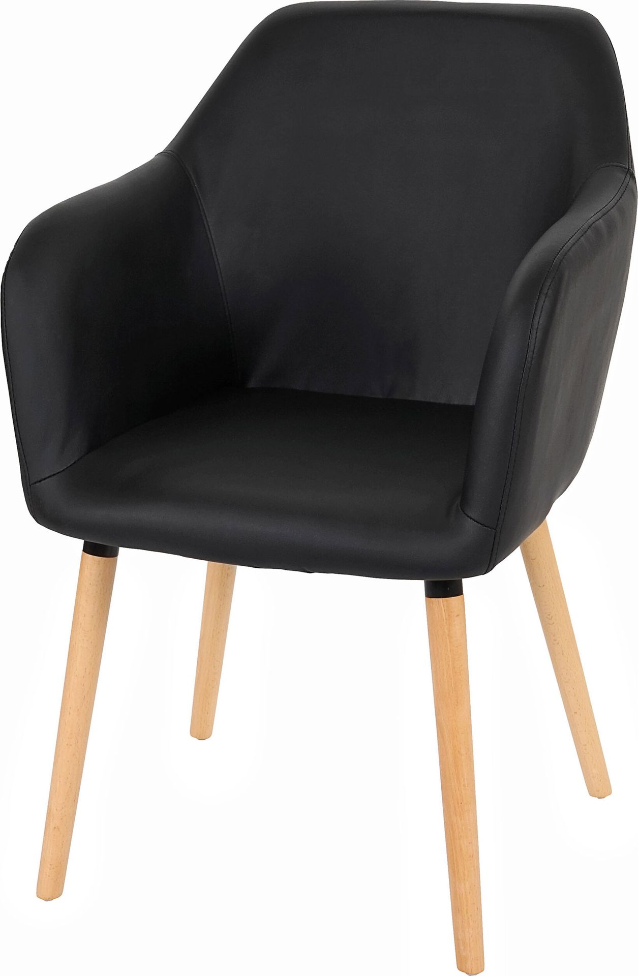Krzesło do jadalni Malmö T381, krzesło kuchenne, design retro 50s ~ imitacja skóry , czarne, jasne nogi