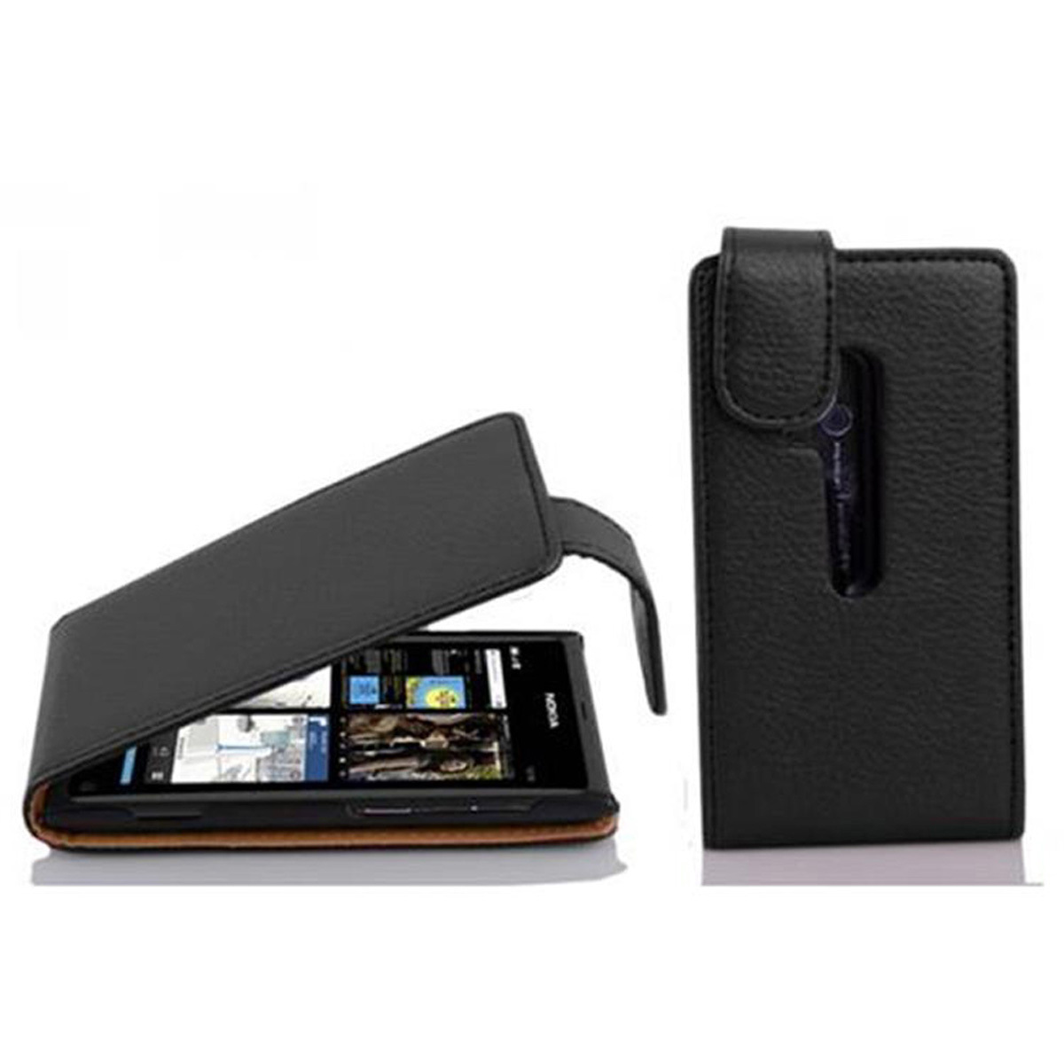 Cadorabo pokrowiec ochronny na Nokia Lumia 800 w kolorze czarnym etui z klapką pokrowiec na telefon komórkowy imitacja skóry