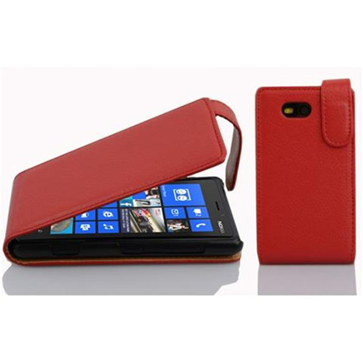 Cadorabo pokrowiec ochronny na Nokia Lumia 820 w kolorze czerwonym etui z klapką pokrowiec na telefon komórkowy imitacja skóry