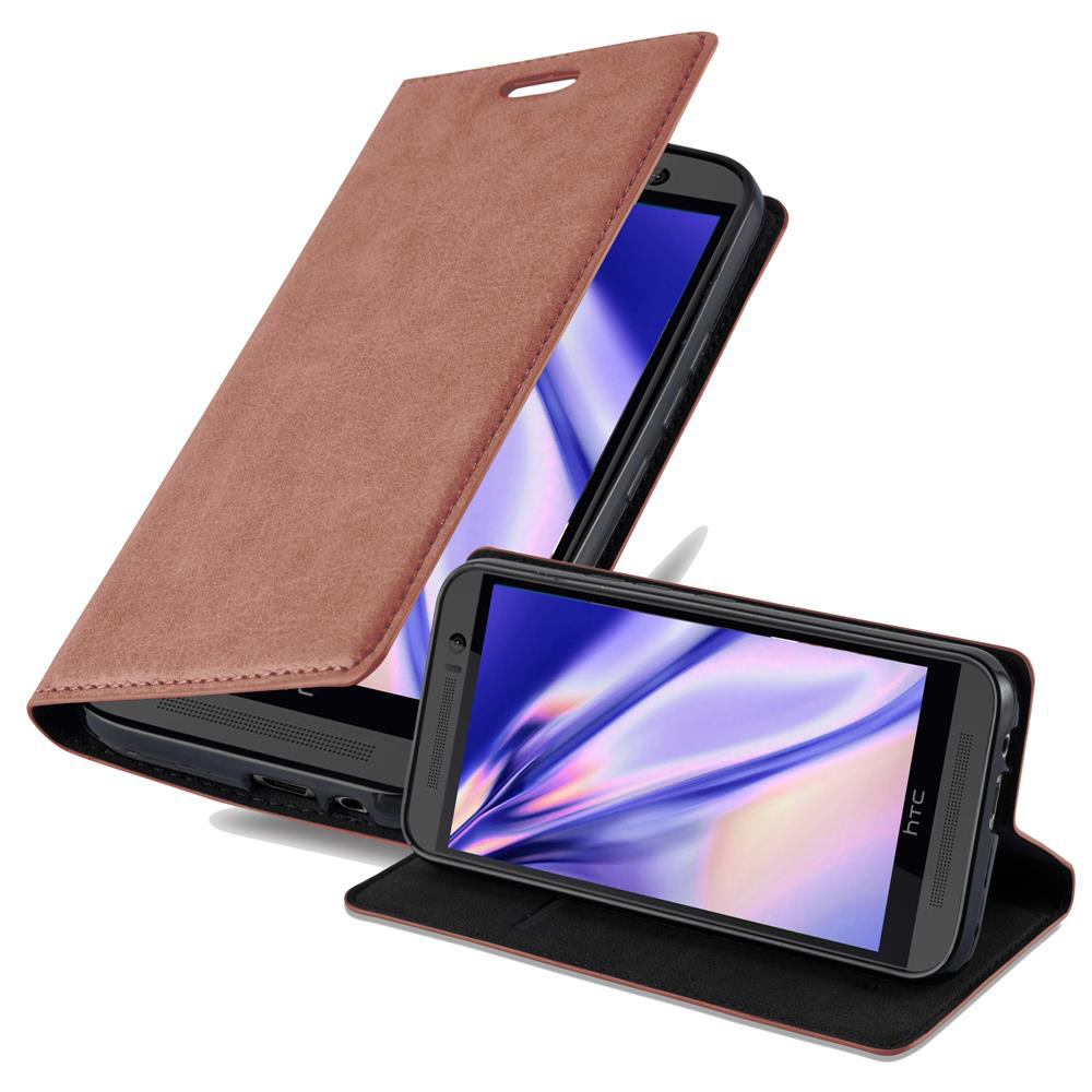Etui Cadorabo do HTC One M9 w kolorze CAPPUCCINO BROWN Etui na telefon komórkowy z magnetycznym zamknięciem, funkcją podstawki i miejscem na kartę Etui Etui ochronne Etui z klapką w stylu książki