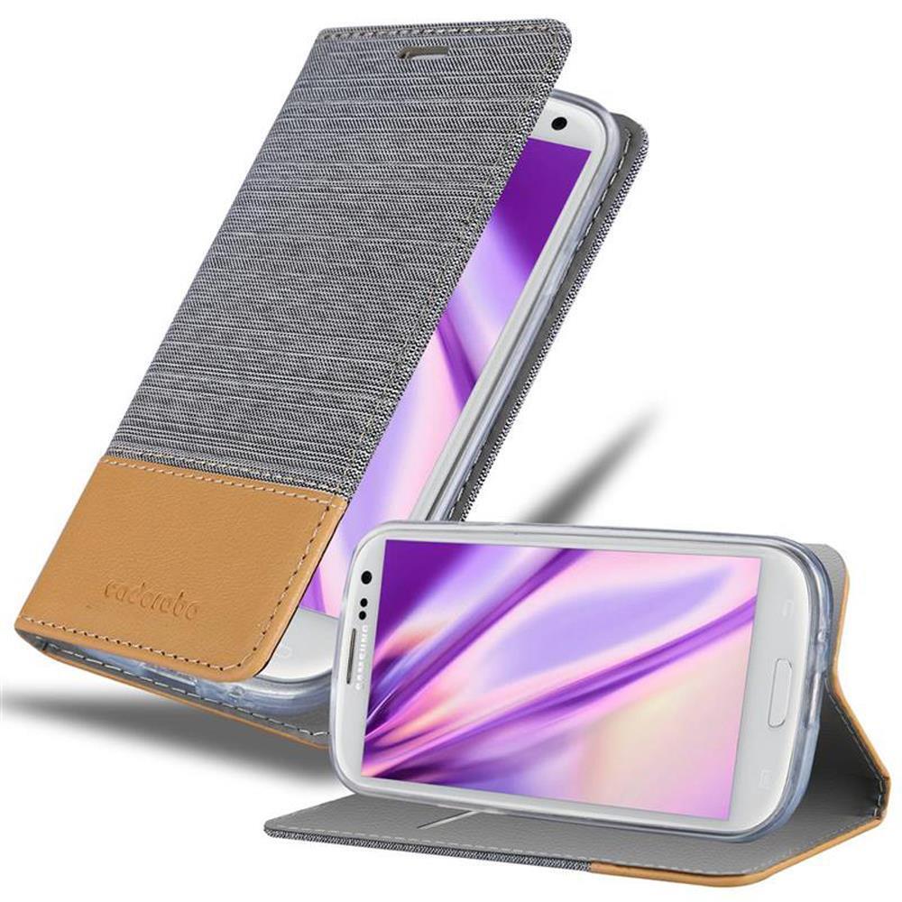 Etui Cadorabo do Samsung Galaxy S3 / S3 NEO w kolorze LIGHT GREY BROWN Etui na telefon komórkowy z magnetycznym zamknięciem, funkcją podstawki i miejscem na kartę Etui Etui ochronne Etui z klapką w stylu książki