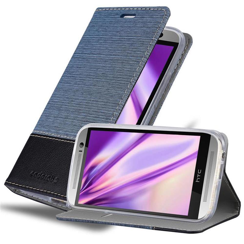 Etui Cadorabo do HTC ONE M8 w kolorze DARK BLUE BLACK Etui na telefon komórkowy z magnetycznym zamknięciem, funkcją podstawki i miejscem na karty Etui Etui ochronne Etui z klapką w stylu książki