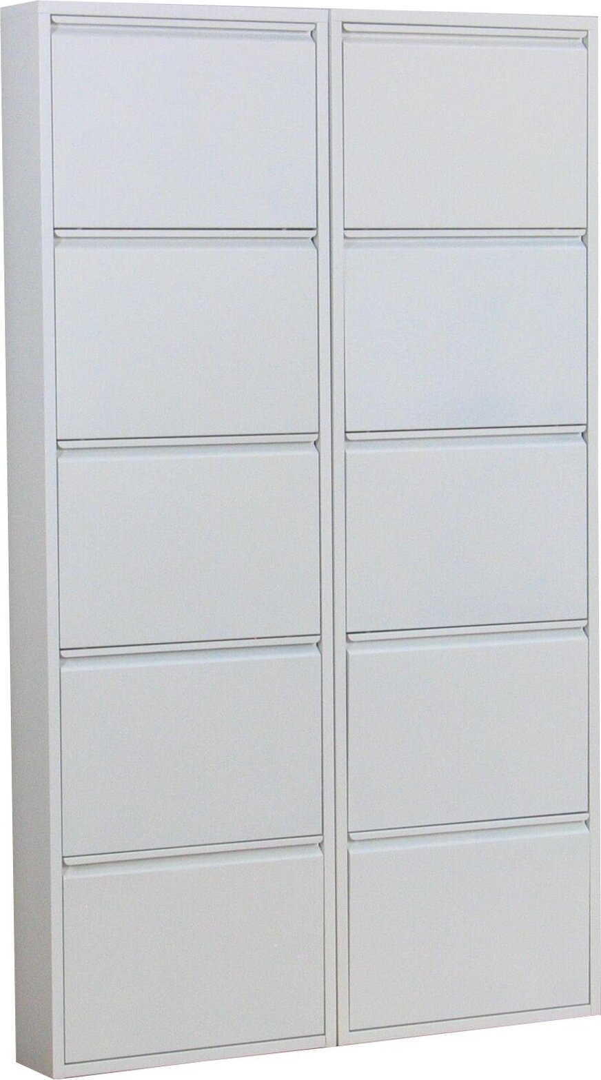 Pisa szafka na buty z 10 klapami/drzwiczkami w metalicznej bieli. Zmontowane.