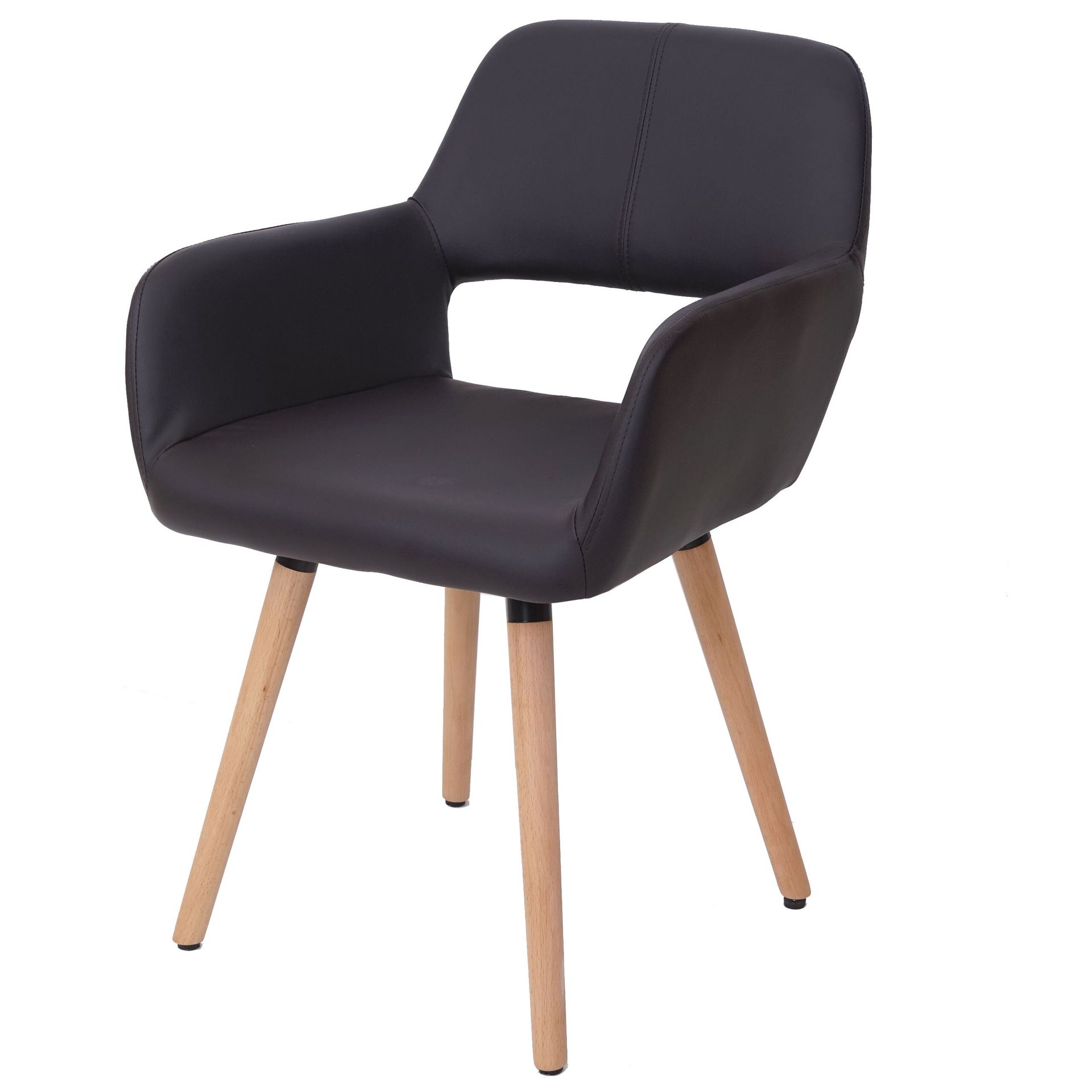 Krzesło do jadalni HWC-A50 II, krzesło kuchenne, retro 50s design ~ imitacja skóry , brązowe, jasne nogi