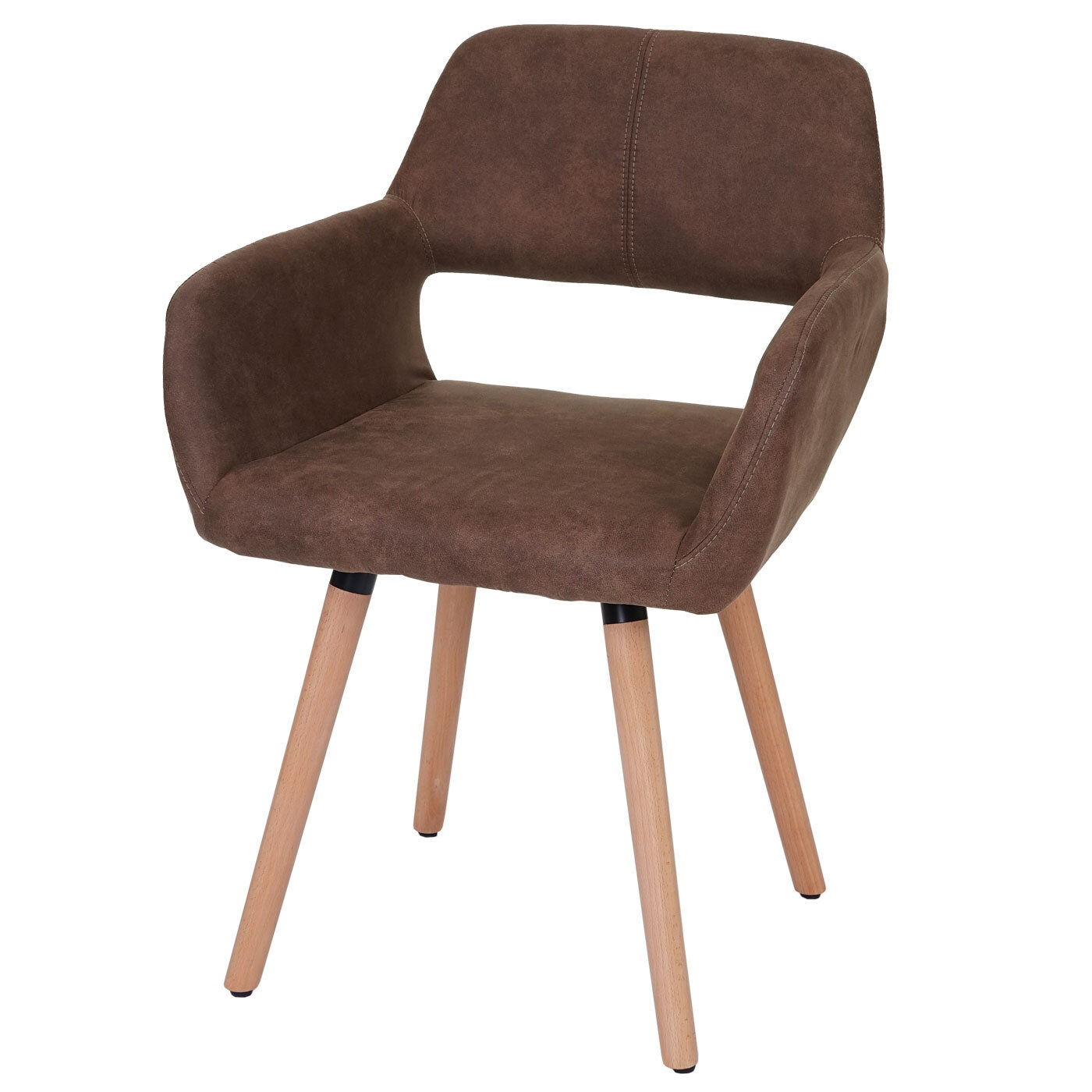 Krzesło do jadalni HWC-A50 II, krzesło kuchenne, design retro 50s ~ tkanina, vintage brąz, jasne nogi