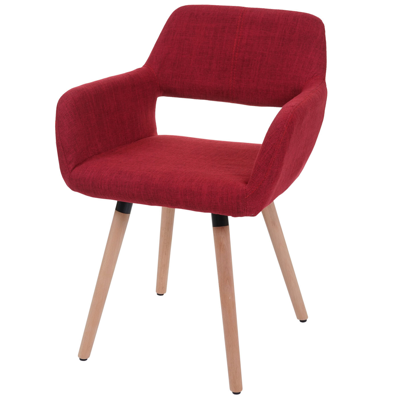 Krzesło do jadalni HWC-A50 II, krzesło kuchenne, design retro 50s ~ tekstylia, purpurowa czerwień, jasne nogi