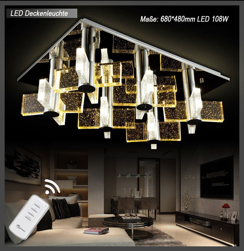 Lampa sufitowa LED crystal 1681 68x48 cm z pilotem Kolor światła przełączany oddzielnie A+