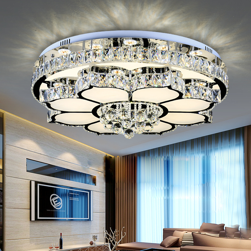 Lampa sufitowa LED crystal 3018-78 cm 140W zdalnie sterowana barwa światła biała ciepła, biała neutralna, biała chłodna sterowana ściemnialna lampa sufitowa crown light