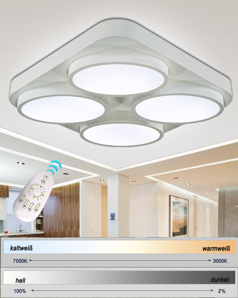 Lampa sufitowa LED 2049 z pilotem Regulacja barwy/jasności światła Klosz akrylowy A+