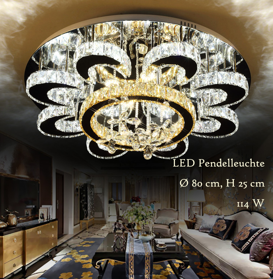 Lampa wisząca LED 6021-80 z pilotem Możliwość regulacji barwy światła. Krystalicznie czysty i bursztynowy K9. A+, lampa LED do salonu żyrandol lampa wisząca lampa sufitowa reflektor sufitowy led lampa sufitowa lampa wisząca lampa wisząca LED lampa LED oprawa oświetleniowa On