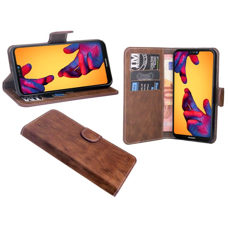Huawei P20 Lite etui na telefon komórkowy kieszonka etui z klapką etui ochronne na smartfona brązowy