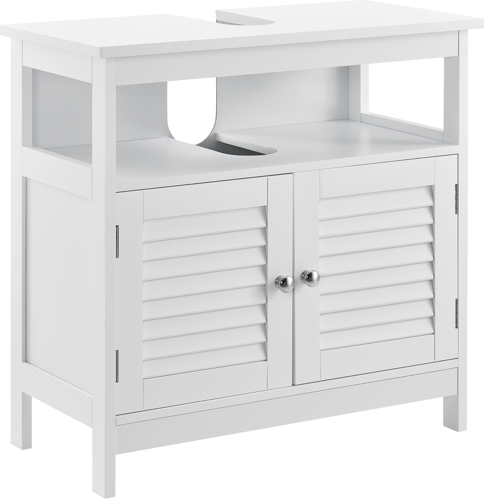 [en.casa]® Szafka łazienkowa z półką - Biała - 60 x 60 x 30cm - Szafka podumywalkowa Umywalka Meble łazienkowe
