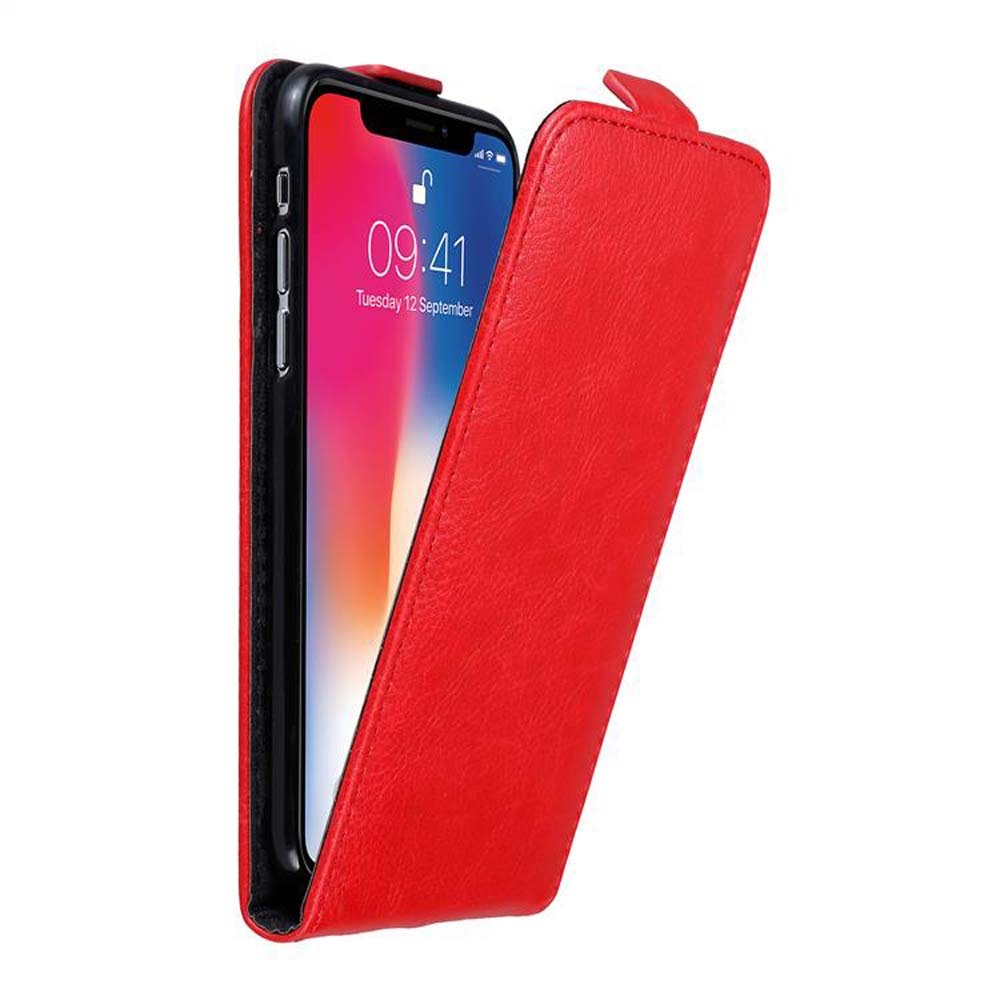 Etui ochronne Cadorabo do Apple iPhone X / XS w kolorze czerwonym Etui z klapką na telefon komórkowy Etui Cover