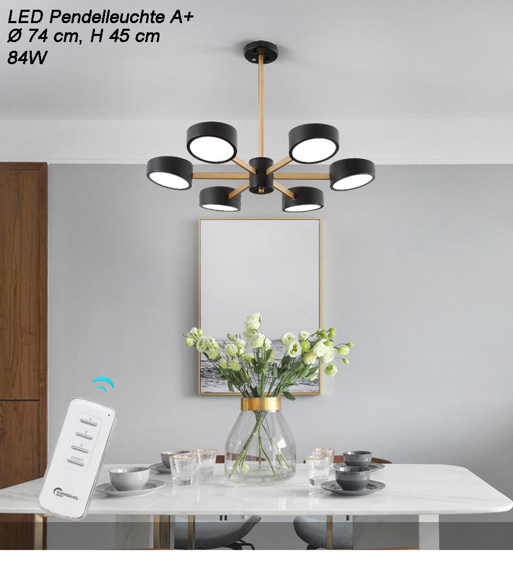 Lampa sufitowa LED 9013D-6-B Czarna z pilotem Regulacja barwy światła Akrylowy klosz A+ Lampa LED do salonu