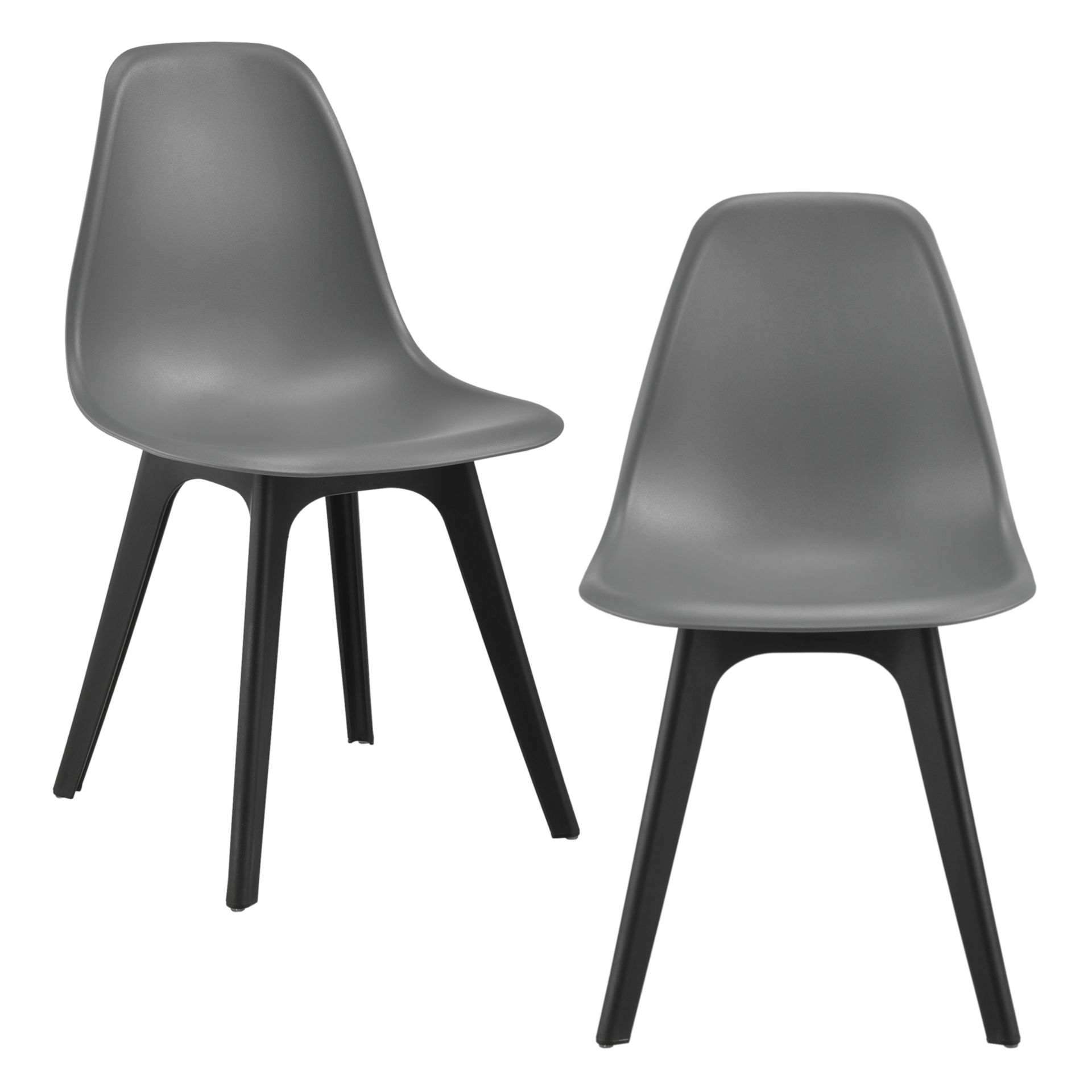 [en.casa] 2x Design Chairs Szaro-czarne krzesło do jadalni z tworzywa sztucznego w stylu skandynawskim