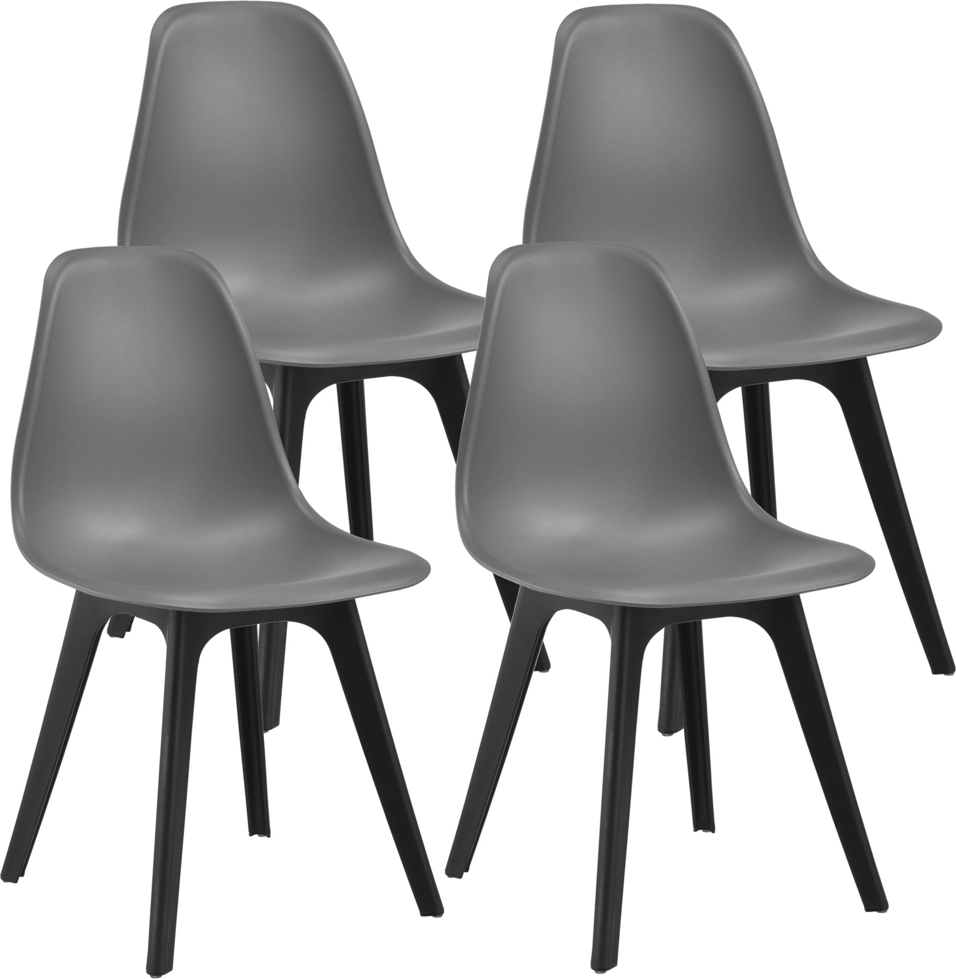 4x designerskie krzesła szare/czarne krzesło do jadalni plastikowe skandynawskie [en.casa]