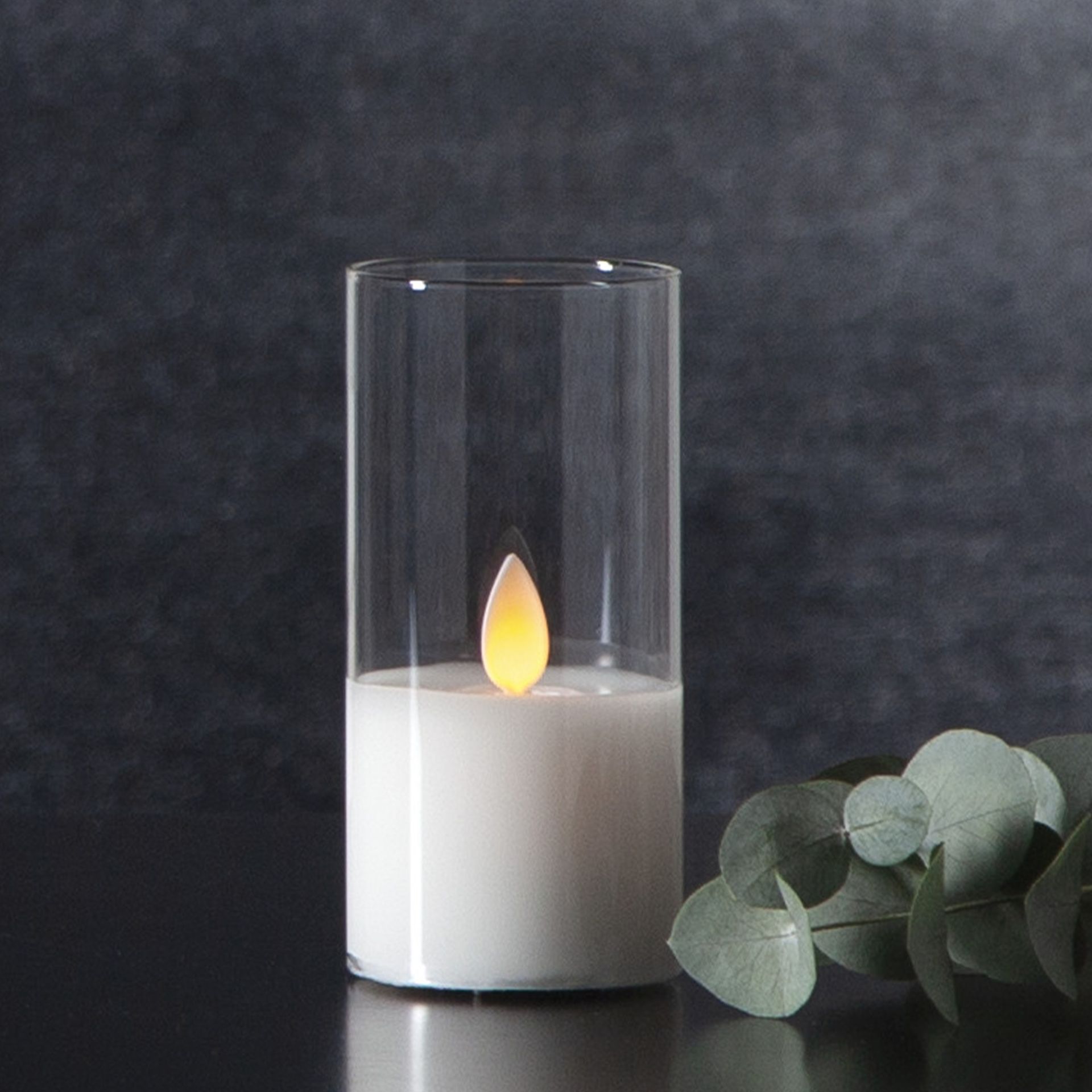 Świeca Led woskowa szklana M-TWINKLE biała 10cm ruchomy płomyk