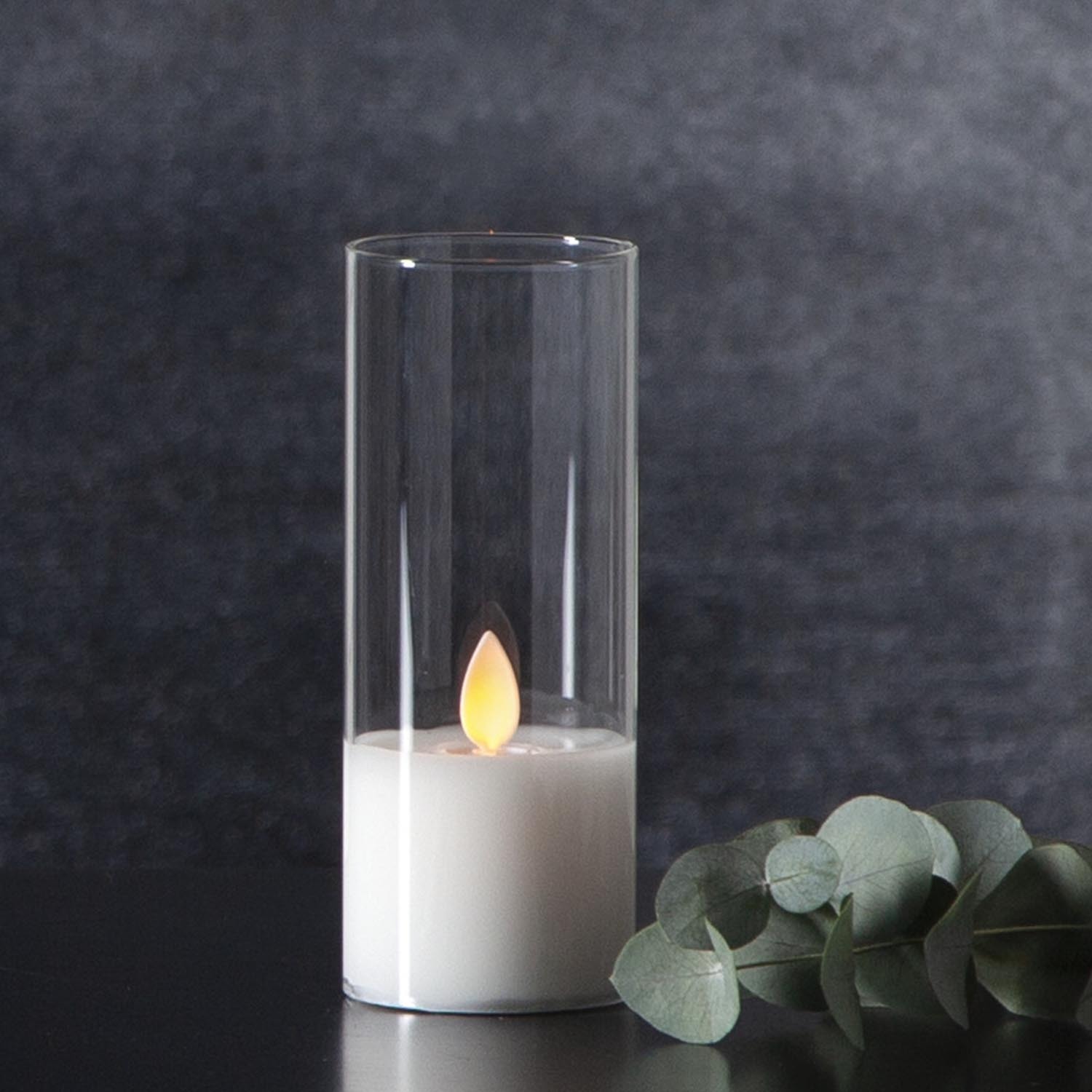 Świeca Led woskowa szklana M-TWINKLE biała 12,5cm ruchomy płomyk