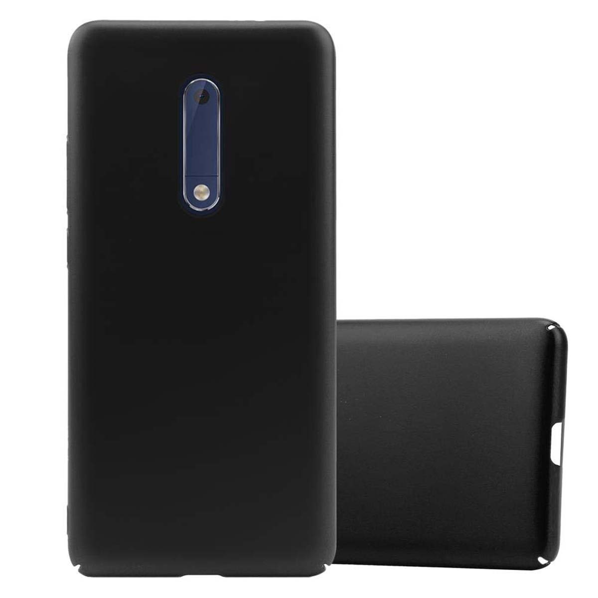 Etui Cadorabo do Nokia 5 2017 w kolorze METAL BLACK Plastikowe etui na telefon komórkowy Hardcase chroniące przed zadrapaniami i uderzeniami Pokrowiec ochronny Bumper Ultra Slim Back Case Hard Cover