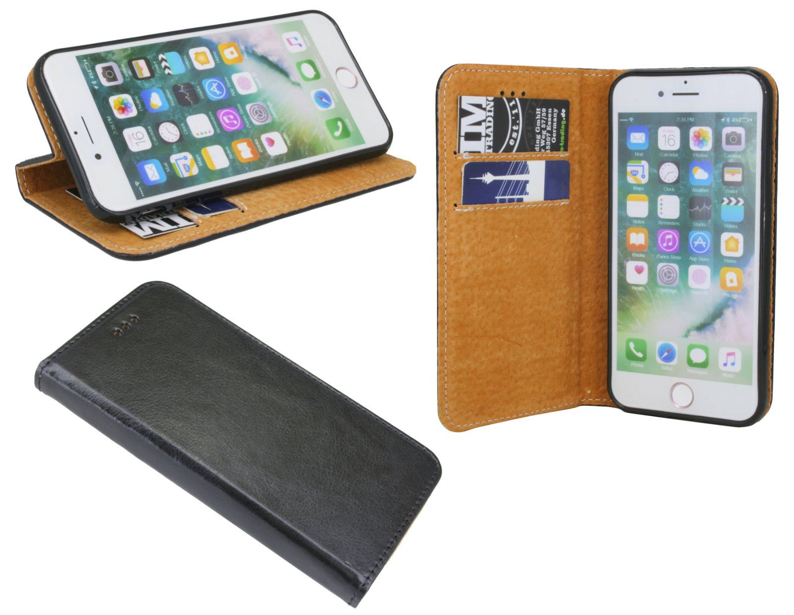 cofi1453 Eleganckie, skórzane etui Book Cover kompatybilne z MOTOROLA MOTO G7 w kolorze czarnym z portfelem Book-Style Cover Shell