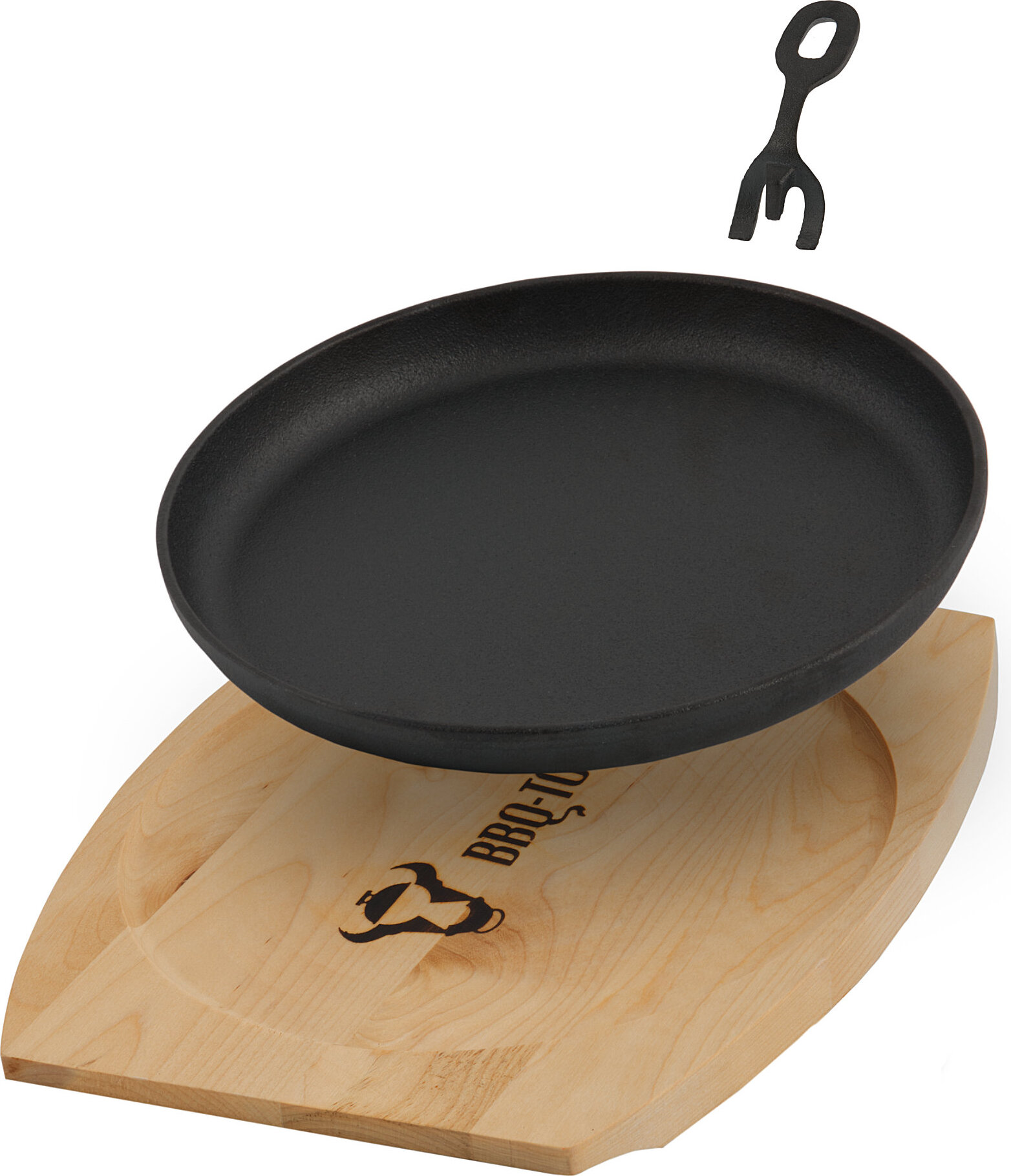 Żeliwna patelnia do serwowania BBQ-Toro Ø 22 cm, okrągła, z drewnianą deską