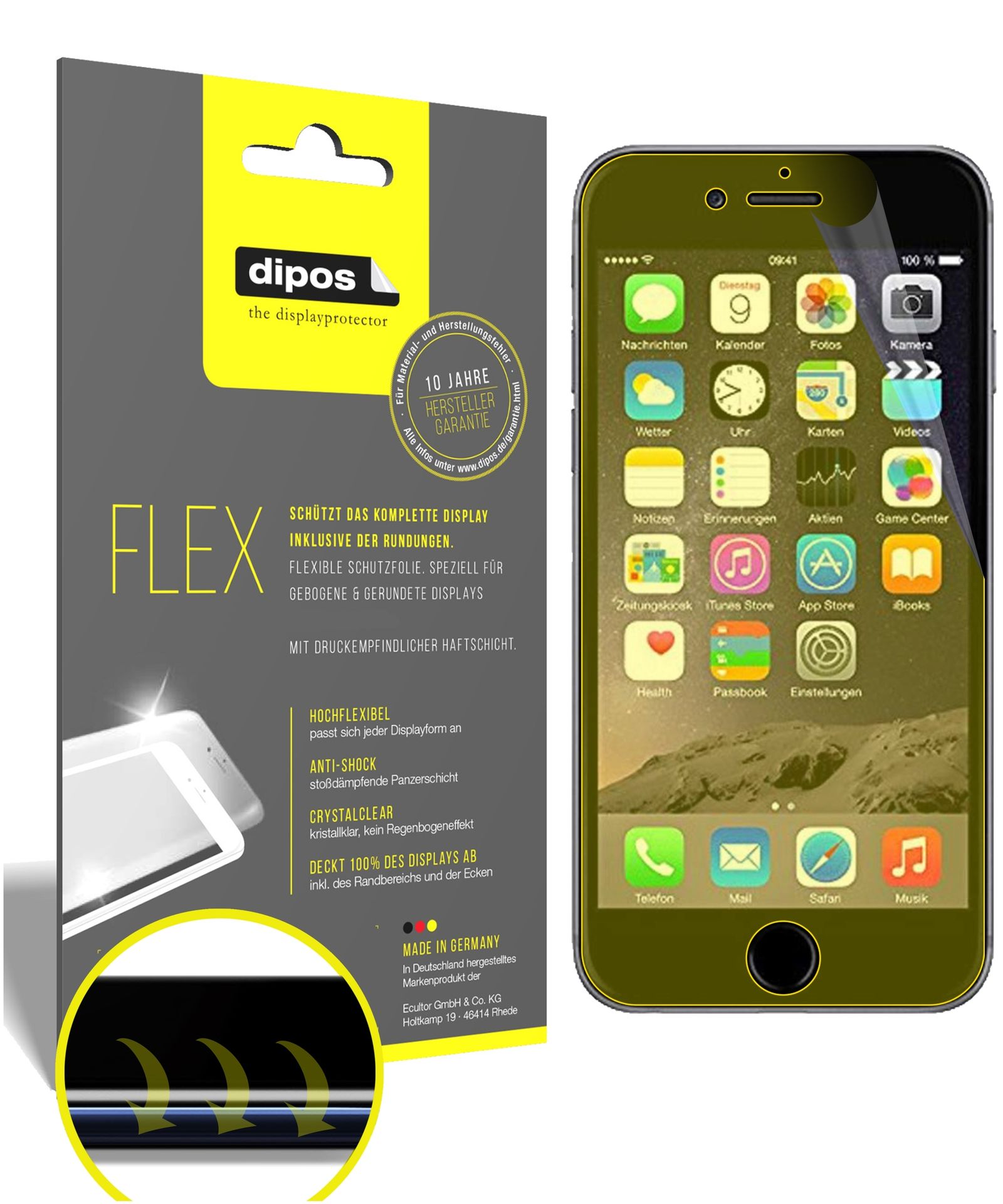 dipos I 2x Folia ochronna w 100% kompatybilna z Apple iPhone 6 / 6S / 7 Folia I 3D Full Cover Screen Protector
