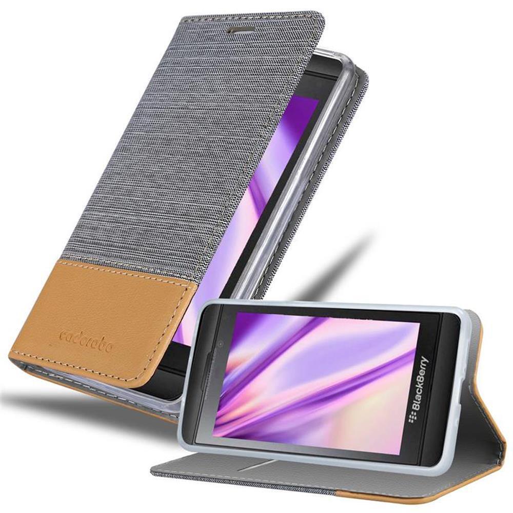 Cadorabo Etui do Blackberry Z10 w kolorze LIGHT GREY BROWN Etui na telefon komórkowy z magnetycznym zamknięciem, funkcją podstawki i miejscem na kartę Etui Etui ochronne Etui z klapką w stylu książki