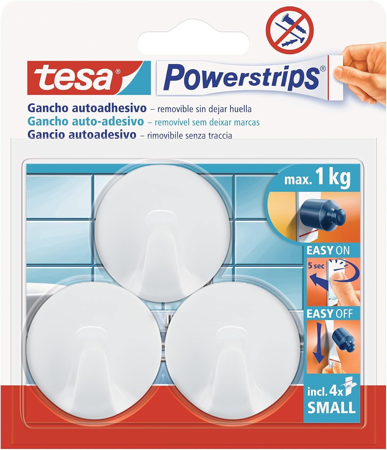 Tesa Powerstrips biały haczyk ścienny haczyk na ręcznik haczyk samoprzylepny haczyk na ręcznik
