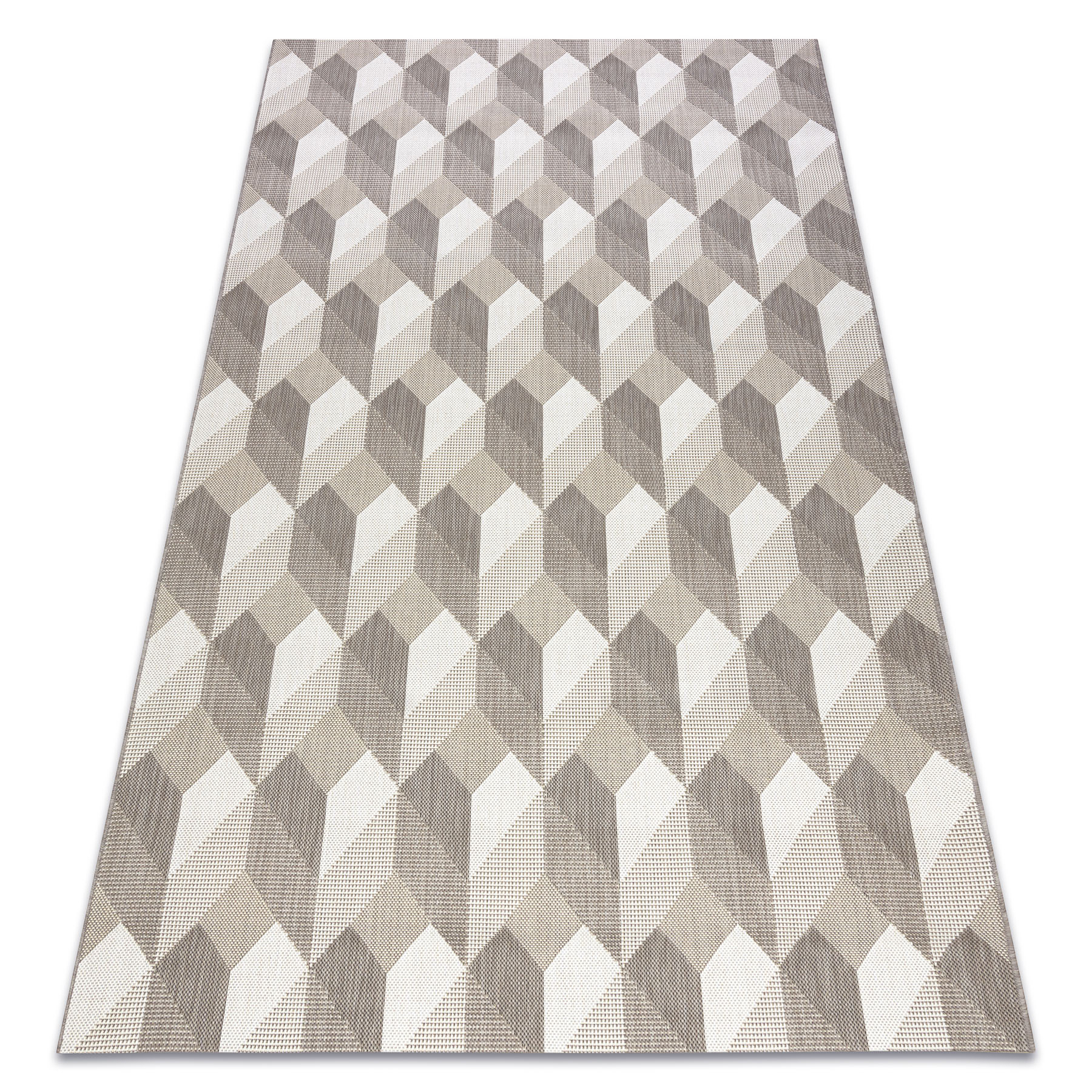 Dywan SZNURKOWY SIZAL FLAT 48624/686 KOSTKI 3D beżowy 160x230 cm