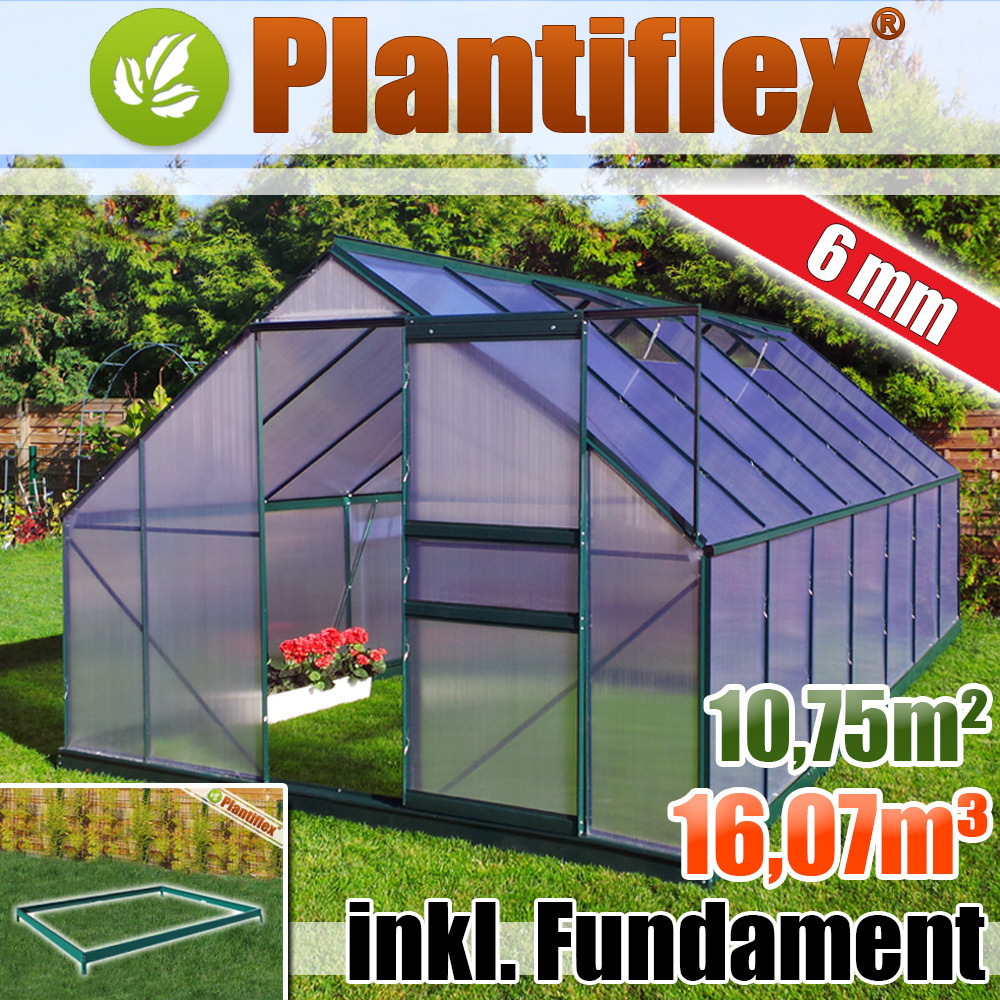 Szklarnia aluminiowa 16,07m³ z fundamentem 250x430cm szklarnia ogrodowa szklarnia aluminiowa szklarnia pomidorowa 10,75m² - szkło 6mm - zielona