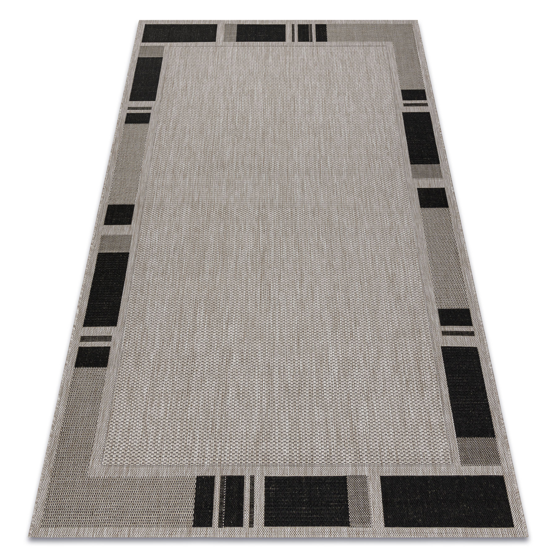 DYWAN SZNURKOWY SIZAL FLOORLUX 20195 srebrny / CZARNA szary 120x170 cm