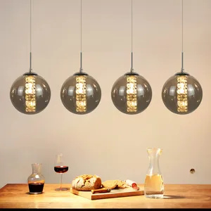 ZMH lampa wisząca stół jadalny 4 płomienie szara lampa wisząca regulowana wysokość żyrandol lampa wisząca szkło do salonu sypialnia kuchnia korytarz