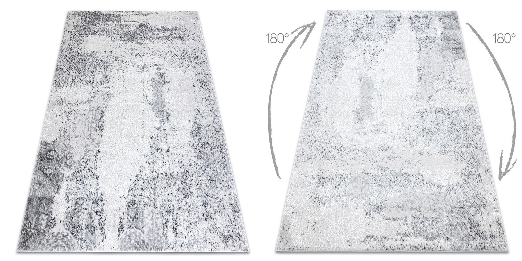 Dywan MEFE nowoczesny 8731 Przecierany vintage - Strukturalny, dwa poziomy runa szary 180x270 cm
