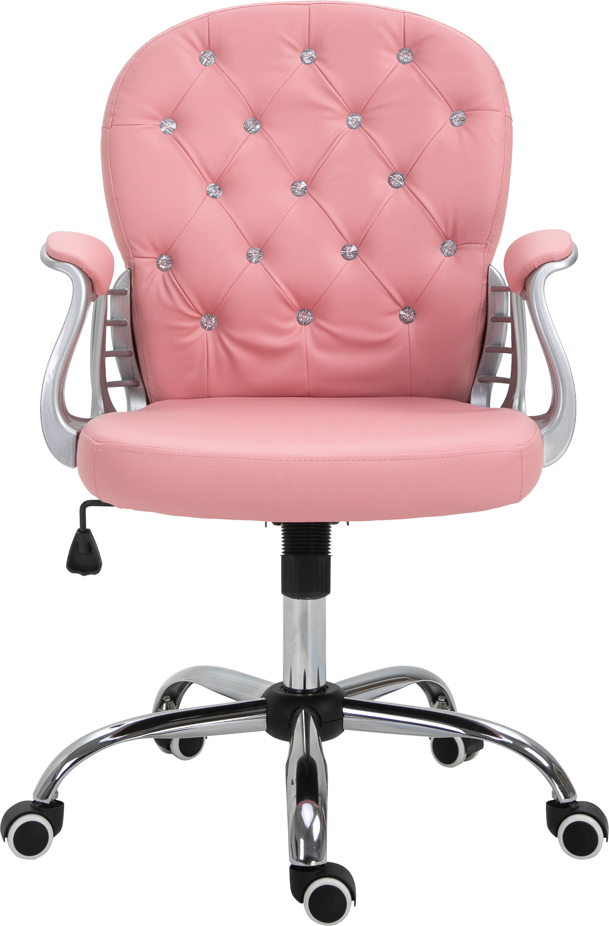 Ergonomiczny fotel biurowy Vinsetto, fotel gabinetowy, tapicerowane oparcie, różowy, PU, 59,5 x 60,5 95-105 cm