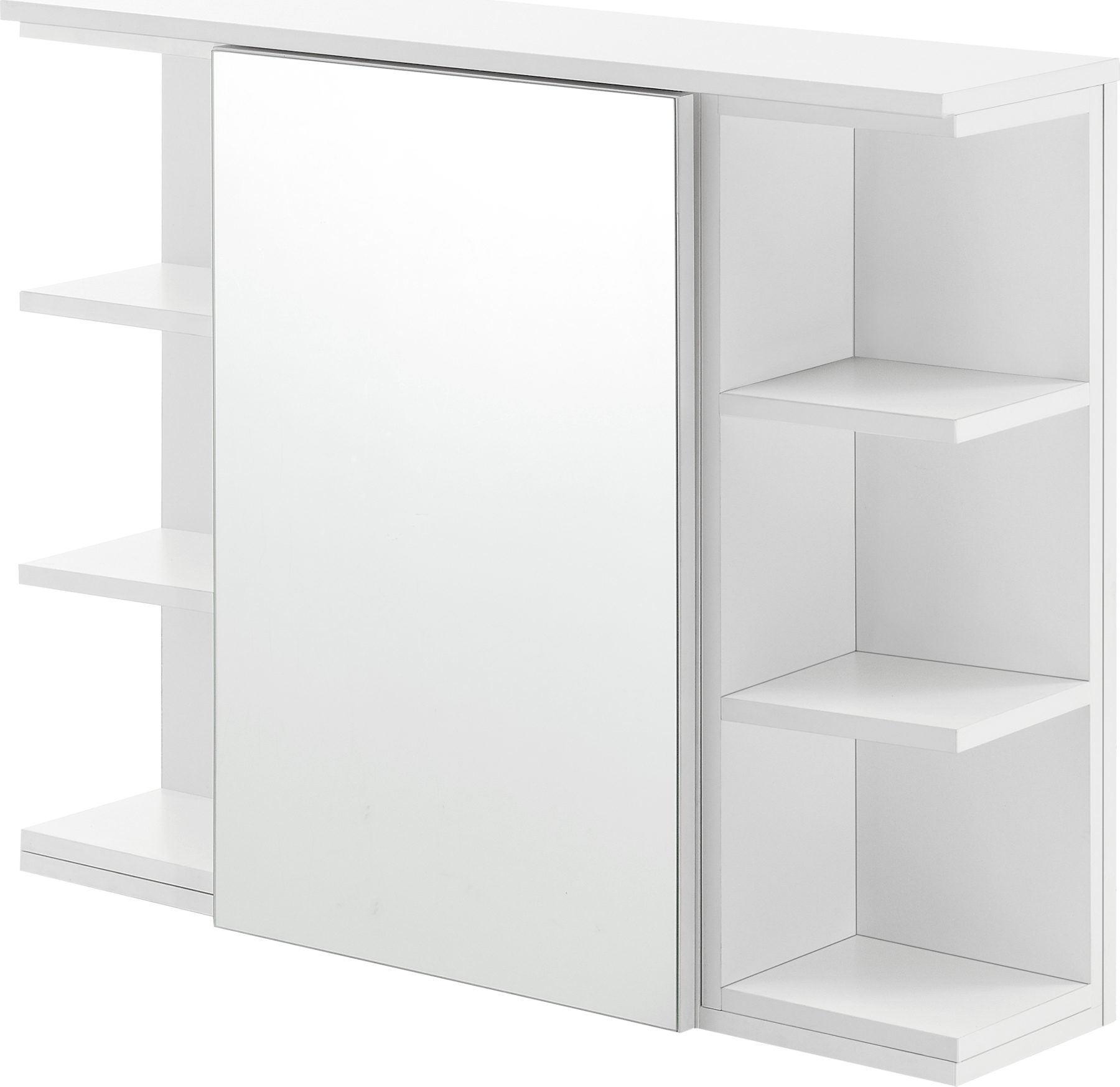 Szafka łazienkowa ścienna 64 x 80 x 20 cm szafka z lustrem z drzwiczkami i 3-3 półkami szafka ścienna płyta wiórowa biały [en.casa]