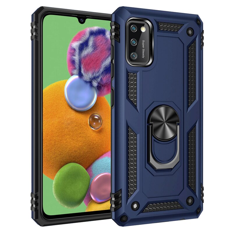 cofi1453® Silicone TPU Slim Case z 360-stopniową podstawką ochronną Kickstand Etui na telefon komórkowy Magnetyczny uchwyt samochodowy kompatybilny z iPhone 8 Blue