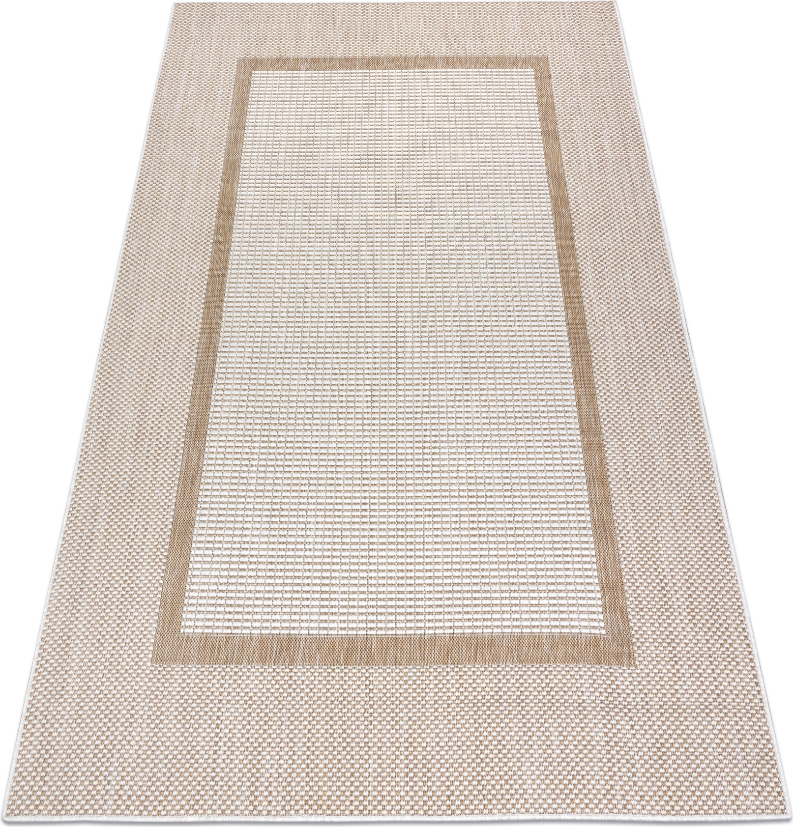 Dywan SZNURKOWY SIZAL SION Ramka 21782 płaskie tkanie ecru / beż beżowy 140x190 cm
