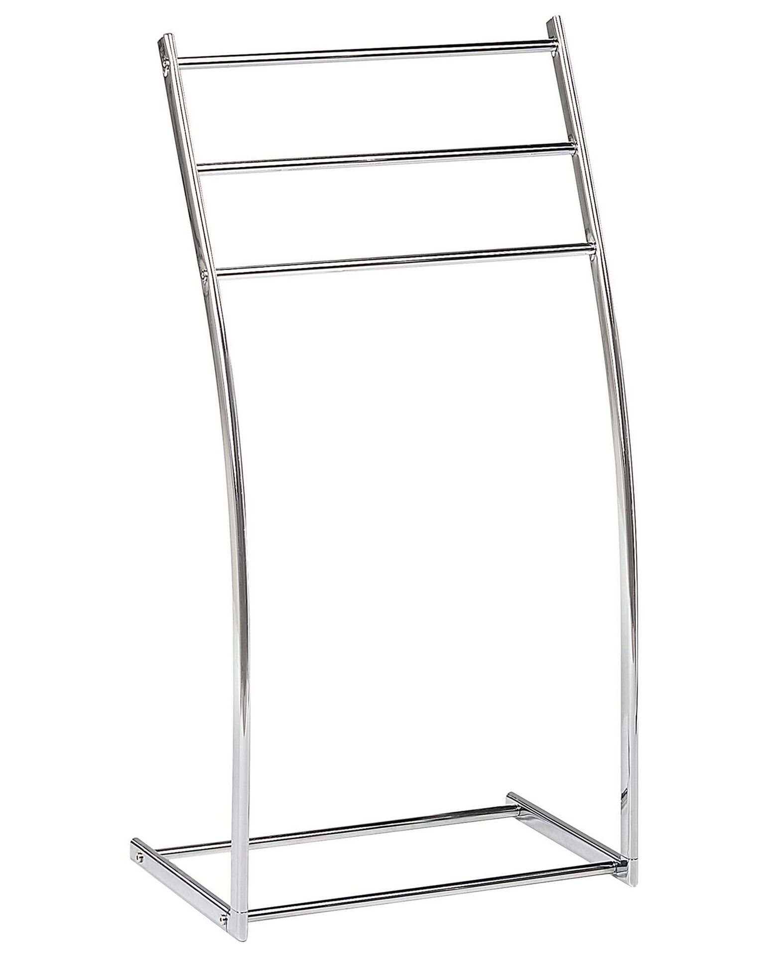 BELIANI Stojak na ręczniki srebrny połyskujący stalowy 3 szyny stojący wieszak do łazienki nowoczesny design