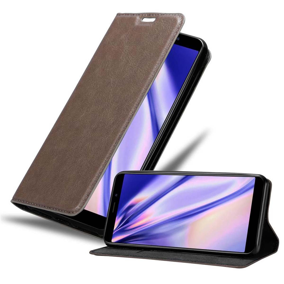 Etui Cadorabo na telefon komórkowy MEIZU M6S w kolorze COFFEE BROWN z magnetycznym zamknięciem, funkcją podstawki i miejscem na kartę Etui Etui ochronne Etui z klapką w stylu książki