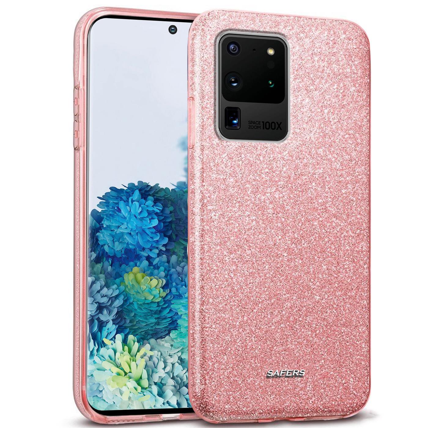 Etui na telefon komórkowy Samsung Galaxy S20 Ultra brokatowe etui ochronne TPU, różowe złoto