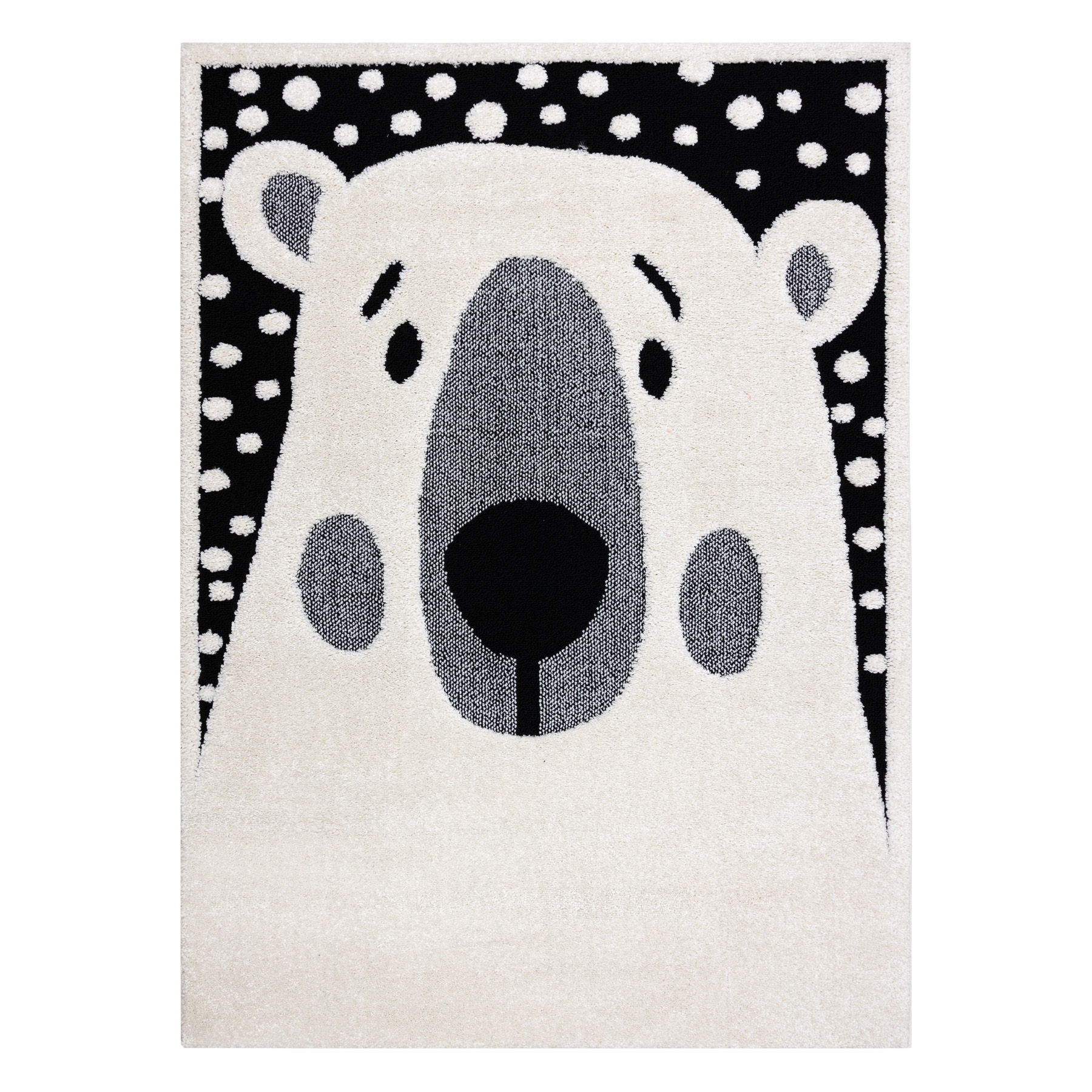 Dywan dziecięcy JOY Teddy miś, dla dzieci - Strukturalny, dwa poziomy runa krem / czarny 120x170 cm