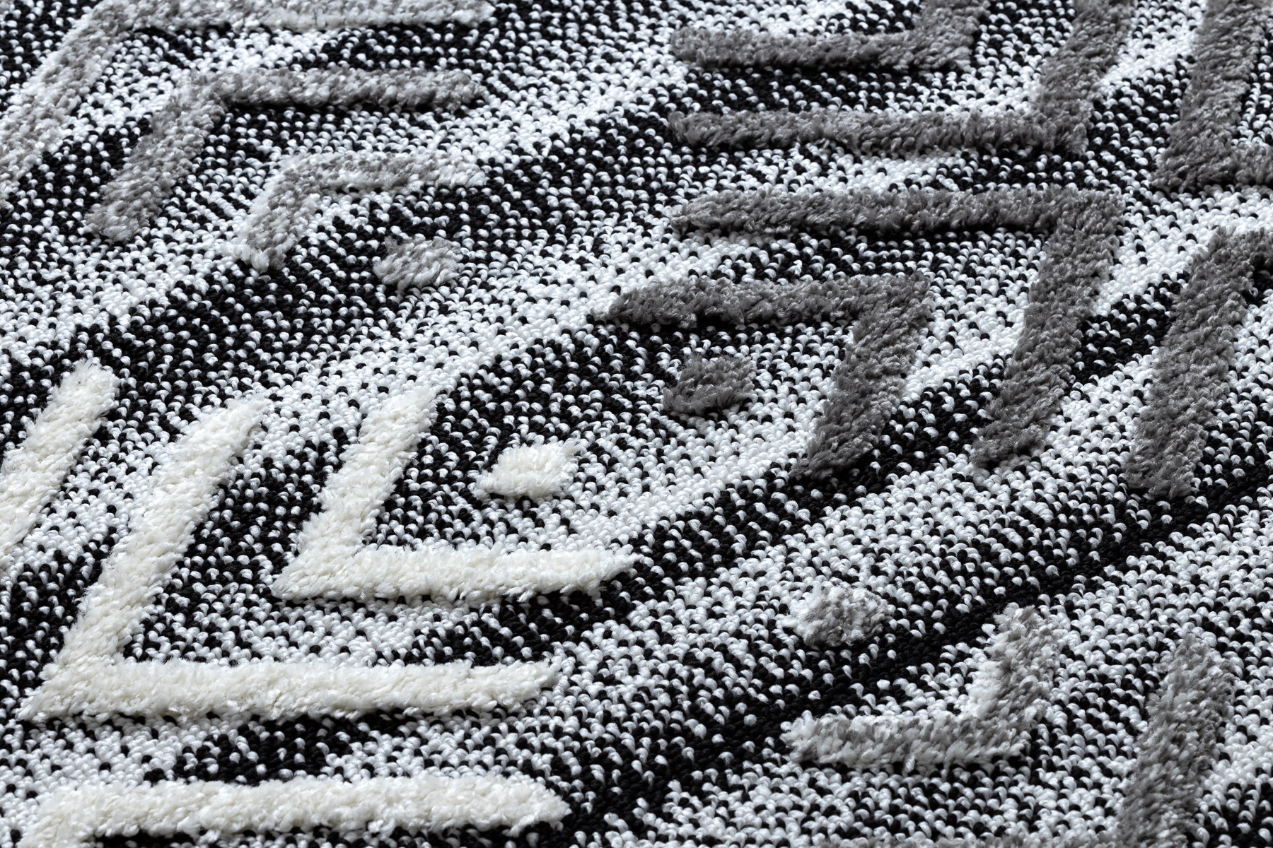 Dywan MAROC P658 Płatki śniegu czarny / Frędzle berberyjski marokański shaggy szary 200x290 cm