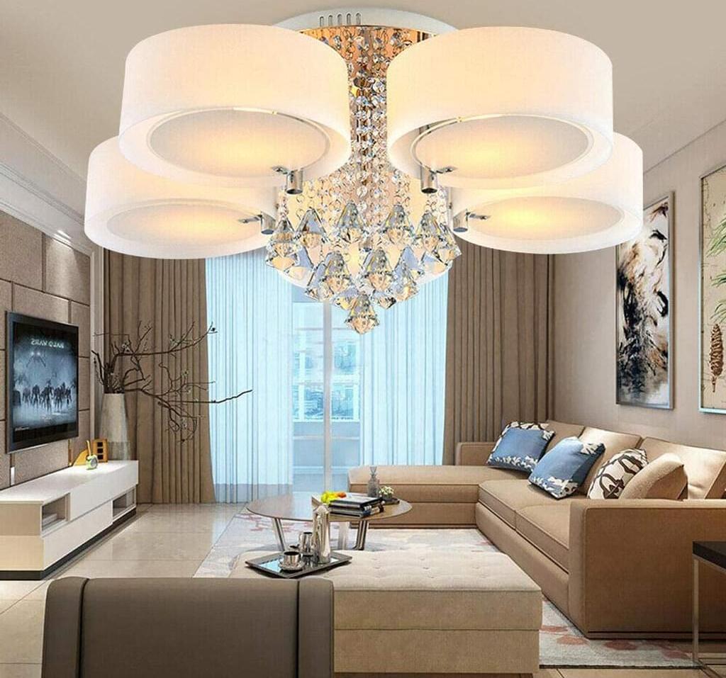 Nowoczesna lampa sufitowa LED 5-głowicowy kryształowy żyrandol sufitowy z pilotem salon sypialnia E27