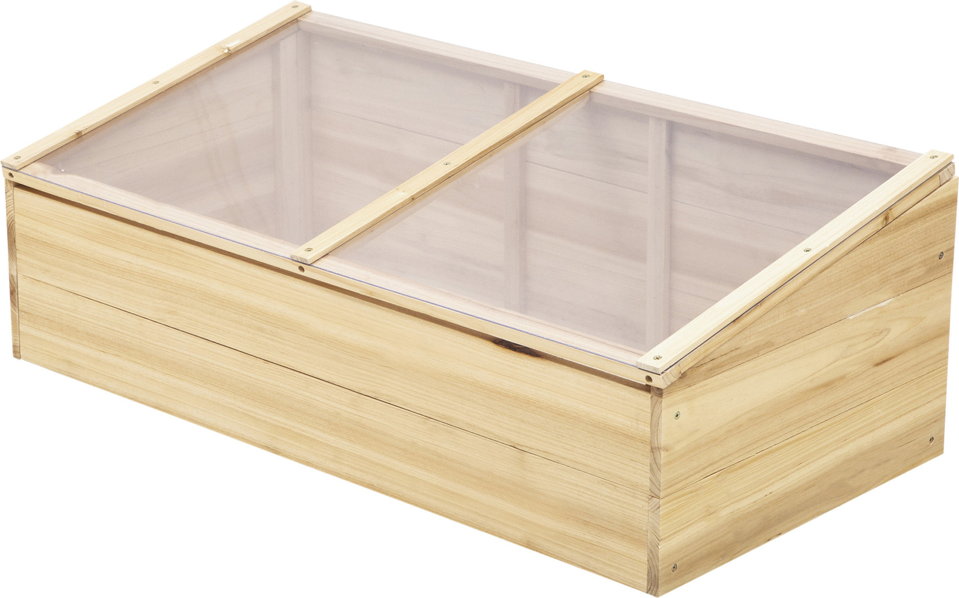 Outsunny Szklarnia Drewniana Zimna Rama Zimna Rama Szklarnia Ogrodowa i Sadzarka System na Balkon Ogrodowy, 100 x 50 x 35 cm, Naturalny, Jodła, Płyta PC