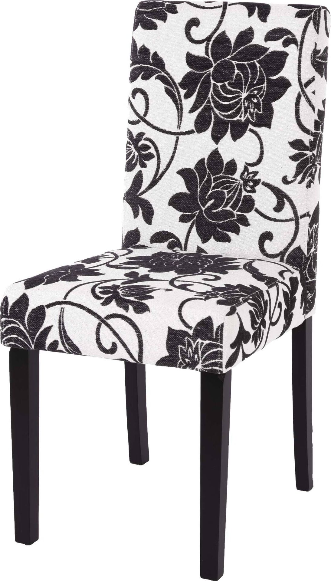 Krzesło do jadalni Littau, krzesło kuchenne, tkanina/tekstylia ~ czarny żakard, ciemne nogi