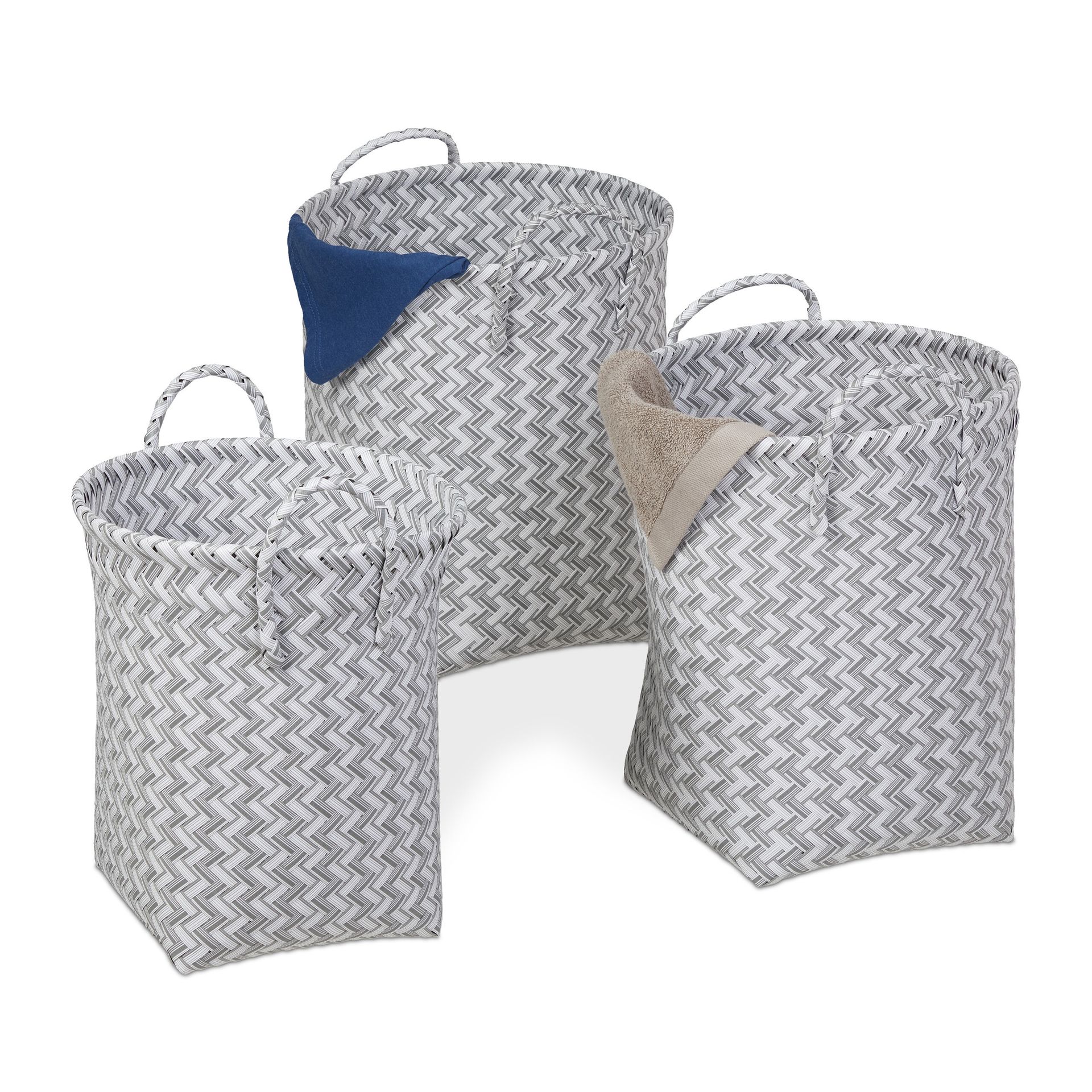 relaxdays pleciony kosz na pranie zestaw 3 sztuk