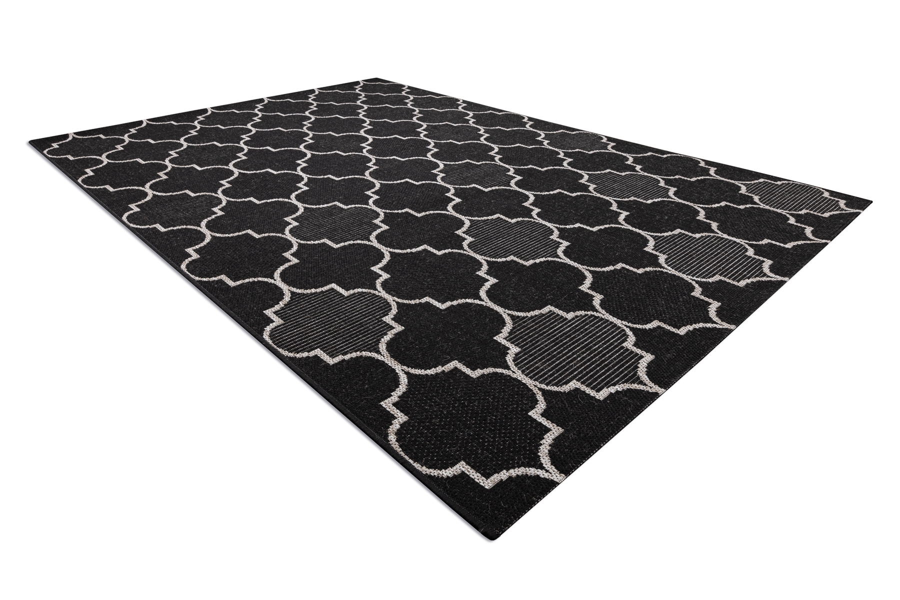 DYWAN SZNURKOWY SIZAL FLOORLUX 20607 , koniczyna marokańska, trellis / srebrny czarny 120x170 cm